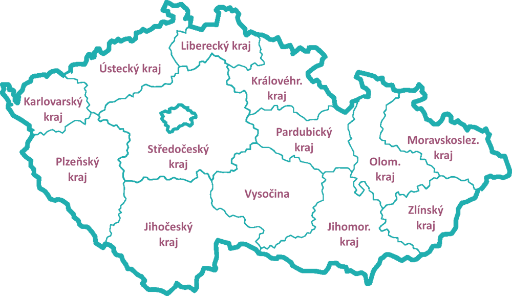 Mapa krajů ČR – podklad